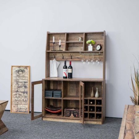 Po prawej stronie zastosowano płytę montażową PB do ościeżnicy szklanej. Przestrzeń 63,5 x 30,0 x 60,0 cm. Podziel na 4 kratki. Warstwy po lewej i prawej stronie można przesuwać w górę i w dół. Cała płyta środkowej warstwy może służyć jako mały blat barowy, z panelem środkowym o wymiarach 100,0 x 35,0 cm.